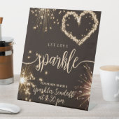 Laat liefde sprankelen aangepaste bruiloft reclamebord met voetstuk (Insitu)