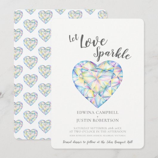 Laat liefde sprankelen diamant waterverf kaart (Voorkant / Achterkant)