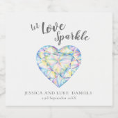 Laat liefde sprankelen diamant waterverf kunst eve sparkling wijnetiket (Enkel label)