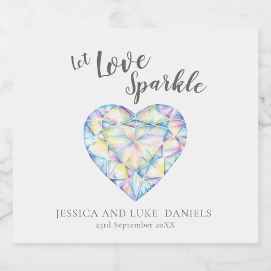 Laat liefde sprankelen diamant waterverf kunst eve sparkling wijnetiket (Enkel label)