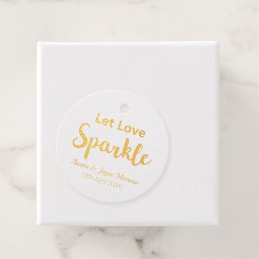 Laat liefde sprankelen ECHTE gouden folie Bedankjes Labels (Met doos)