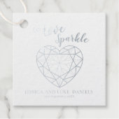 Laat liefde sprankelen edelsteen omtrek bruiloft o bedankjes labels (Voorkant)