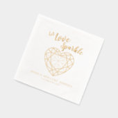 Laat liefde sprankelen edelsteen omtrek bruiloft o folie servetten (Links)