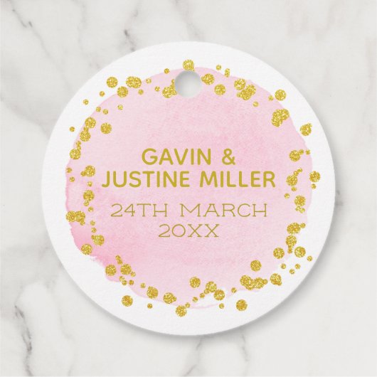 Laat liefde sprankelen gouden Confetti op roze bru Bedankjes Labels (Achterkant)