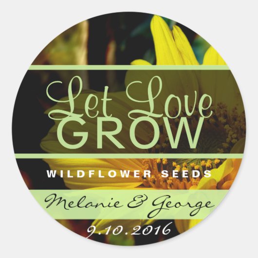 Laat liefde zonnebloem Stickers groeien (Voorkant)