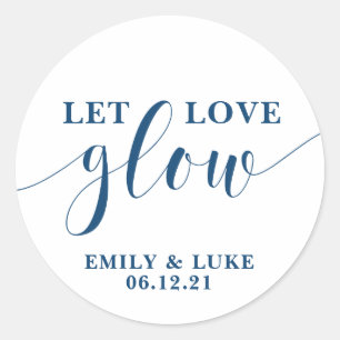 Laat liefdesgloed bruiloft-stickers, kaartenklasse ronde sticker