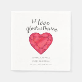 Laat liefdesgloed met passie-ruby bruiloft servet