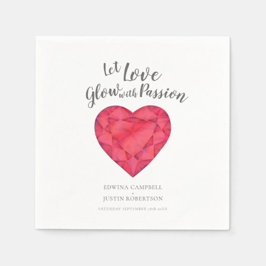 Laat liefdesgloed met passie-ruby bruiloft servet (Voorkant)