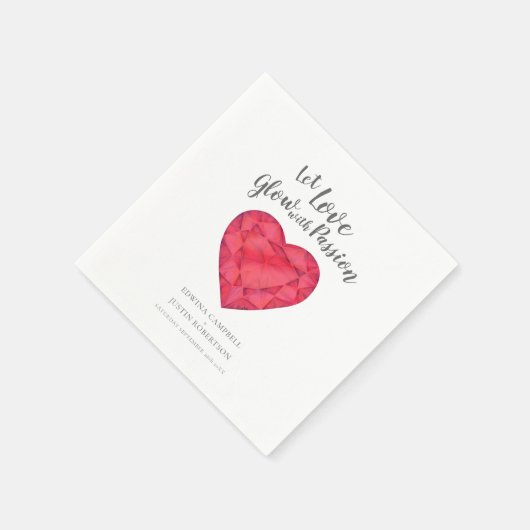 Laat liefdesgloed met passie-ruby bruiloft servet (Hoek)