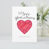 Laat liefdesgloed met passie ruby bruiloft waterve RSVP kaartje (Staand voorkant)