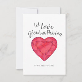 Laat liefdesgloed met passie ruby bruiloft waterve RSVP kaartje