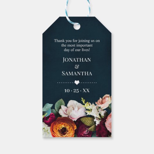 Laat liefdesgroei Plant Gift Wine Navy Weddenschap Cadeaulabel (Achterkant)