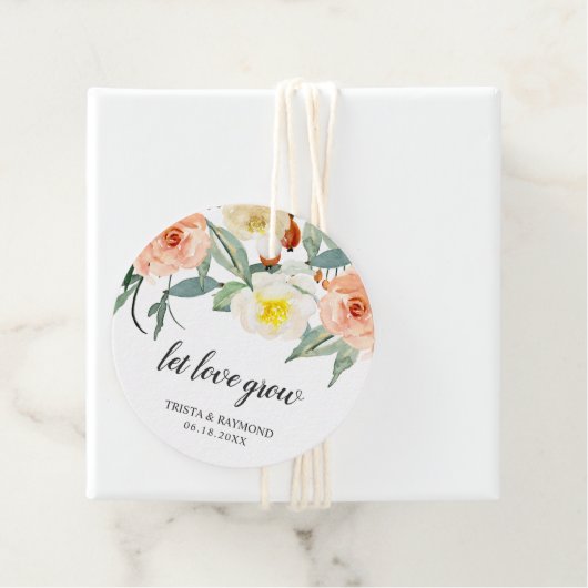 Laat liefdesgroei Waterverf Floral Wedding Bedankjes Labels (In situ)