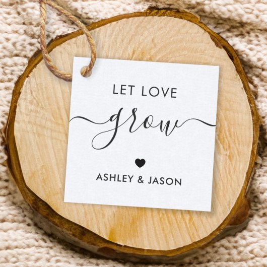 Laat liefdesgroeien, Plant cadeau Label, bruiloft, Bedankjes Labels