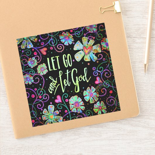 Laat los en laat God Black Floral  inspiratie Sticker (Notitieboek)