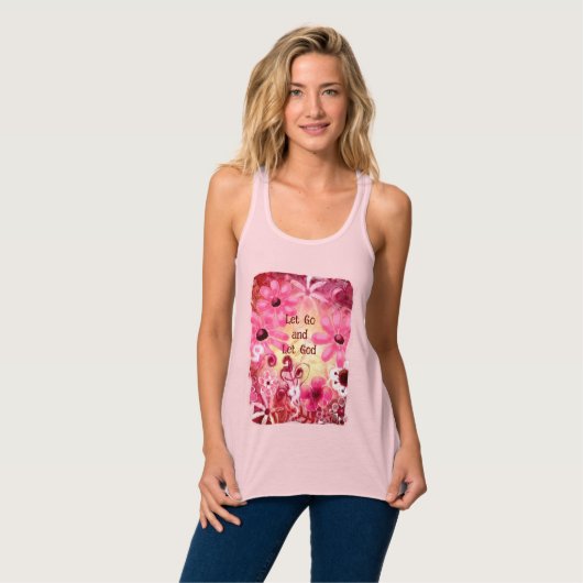 Laat los en laat God Bloemen Roze Rood Tanktop (Volledige Voorkant)