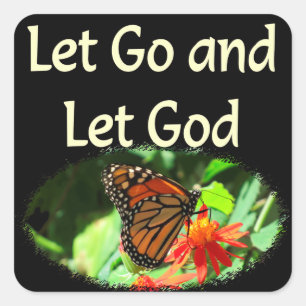 LAAT LOS EN LAAT GOD BUTTERFLY ONTWERPEN VIERKANTE STICKER