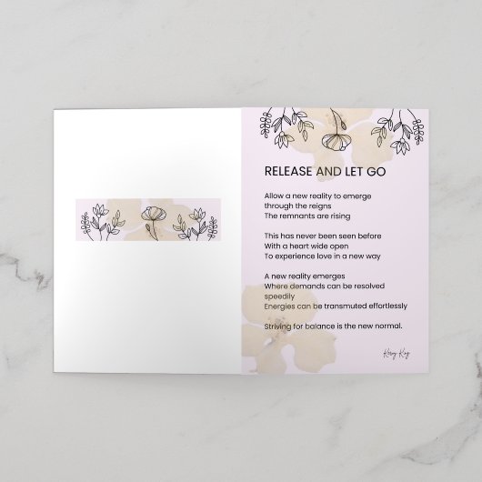 Laat los en laat los - zelfliefde poëzie folie wenskaart (Buiten Laag)