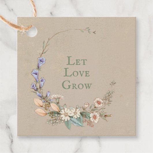 Laat Love Grow Floral Whimsy groeien Bedankjes Labels (Voorkant)