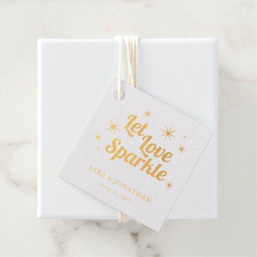 Laat Love Sparkle Gold Foil afgeven Bedankjes Labels (Met doos)