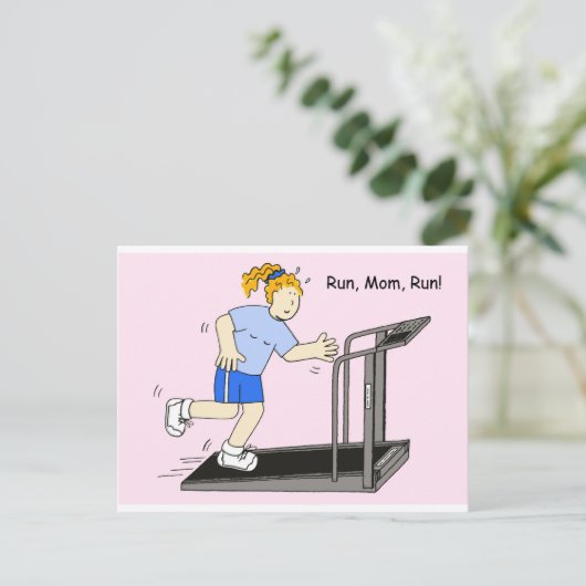 Laat mama met Lady op Treadmill lopen Briefkaart (Staand voorkant)