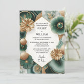 Laat Marmeren Monstera Emerald Groen en Gouden Bru Kaart (Staand voorkant)