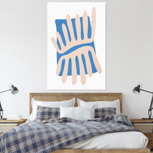 Laat Matisse Abstract geïnspireerd in blauw en zan Canvas Afdruk (Insitu (Slaapkamer))