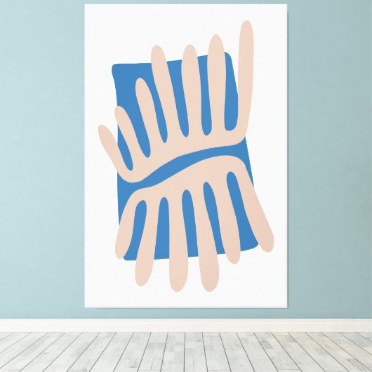 Laat Matisse Abstract geïnspireerd in blauw en zan Canvas Afdruk (Insitu (Houten vloer))