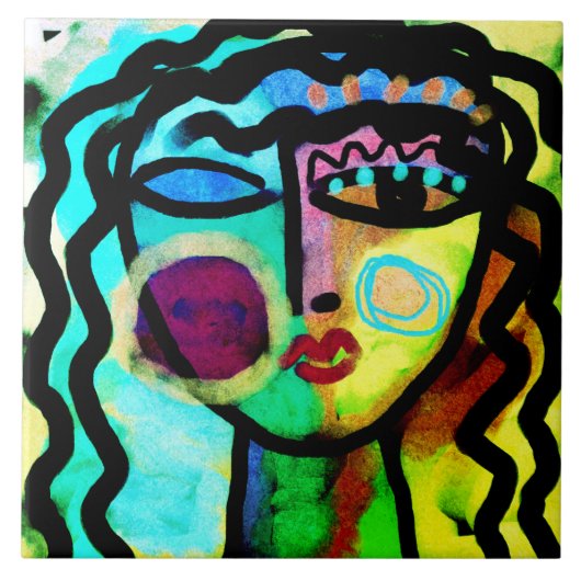 Laat me alleen Oorspronkelijke Abstracte Kunst Tegeltje (Voorkant)