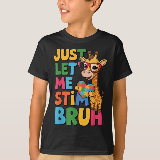 Laat me Bro Boys autistische Giraffe autisme stimm T-shirt (Voorkant)