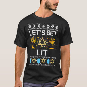 laat me de menorah lelijke hanukkah kerst oppakken t-shirt