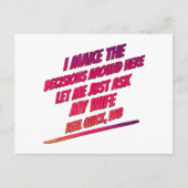 Laat Me Even Mijn Vrouw Vragen - Echtgenoot Grappi Briefkaart (Voorkant)