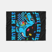 Laat Me Even Stim Bro Autisme Bewustzijn Dinosaur Fleece Deken (Voorkant (Horizontaal))