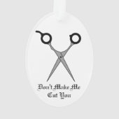 Laat me je niet knippen - zwarte haarsnijschaar ornament (achterkant)