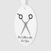 Laat me je niet knippen - zwarte haarsnijschaar ornament (voorkant)