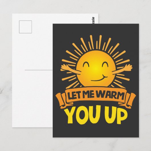 Laat me je opwarmen Cute Sun knuffel Geluk Briefkaart (Voorkant / Achterkant)