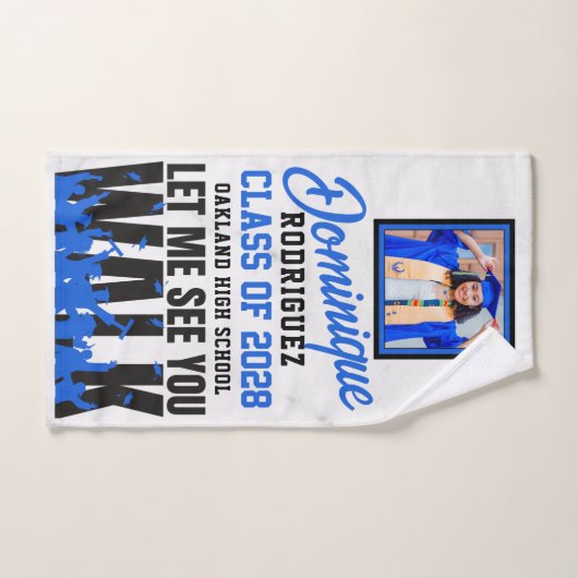 Laat me je zien WALK | Funny Blue Photo Afstuderen Handdoek (Handdoek)