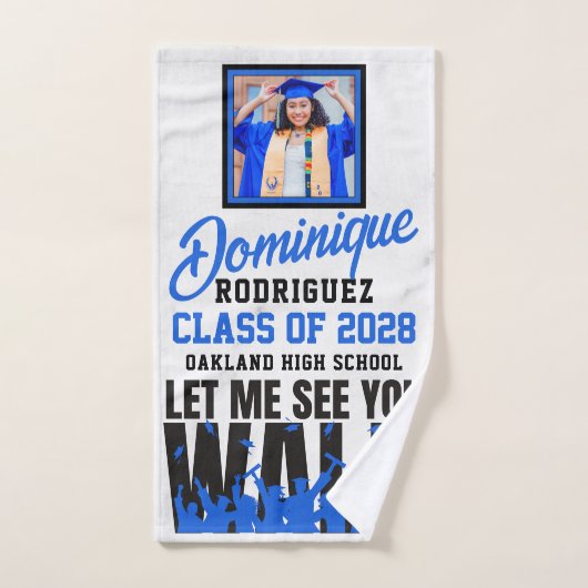 Laat me je zien WALK | Funny Blue Photo Afstuderen Handdoek (Handdoek)