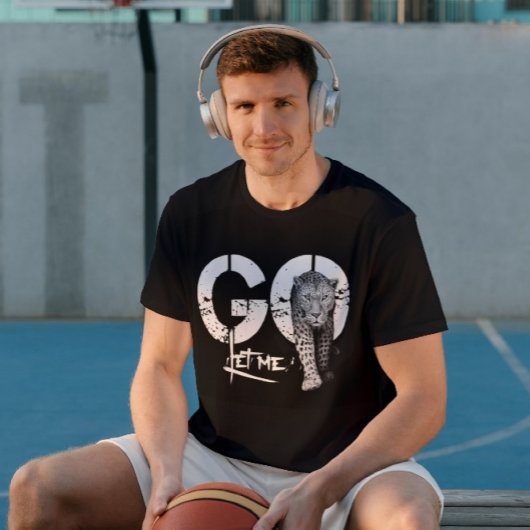 Laat me Lopard zwarte moderne T-Shirt gaan