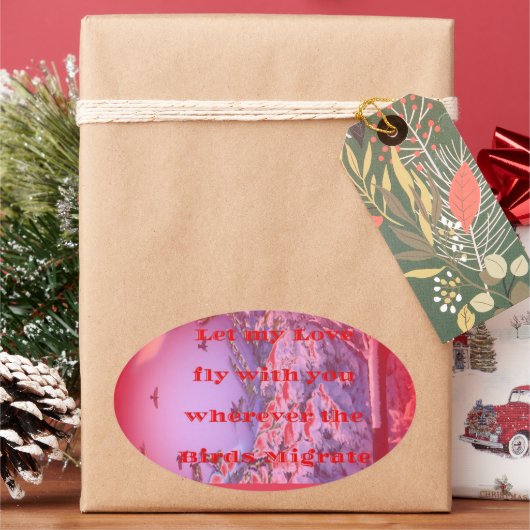 Laat me met je vliegen ovale sticker (Feestdagen)