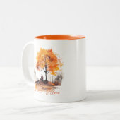 Laat me met rust achter in de herfst tweekleurige koffiemok (Voorkant links)