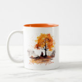 Laat me met rust achter in de herfst tweekleurige koffiemok (Links)