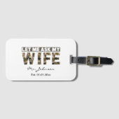 Laat me mijn vrouw vragen grappig gepersonaliseerd bagagelabel (Voorkant (horizontaal))