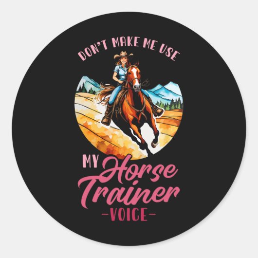 Laat me niet mijn paard trainer stem gebruiken in  ronde sticker (Voorkant)