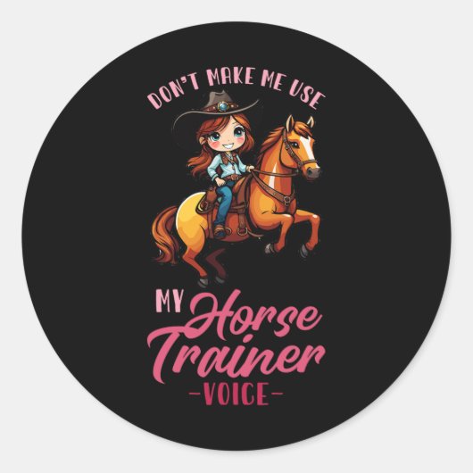 Laat me niet mijn paard trainer stem gebruiken in  ronde sticker (Voorkant)
