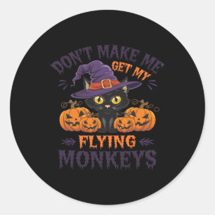 Laat me niet mijn vliegende apen Halloween kat hal Ronde Sticker