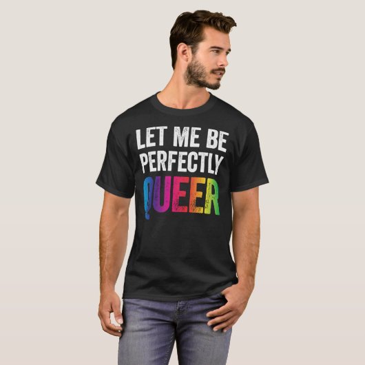 Laat me perfect Queer Funny Gay Pun LGBT Lesbi zij T-shirt (Voorkant volledig)