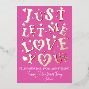 Laat me van je houden Roze harten Valentijnsdag Folie Feestdagenkaart