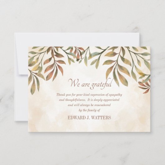 Laat medeleven met dank aan uw kaart (Voorkant)