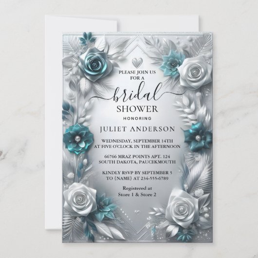 Laat metaal glam glanzend hoogwaardig zilver bruil kaart (Voorkant)